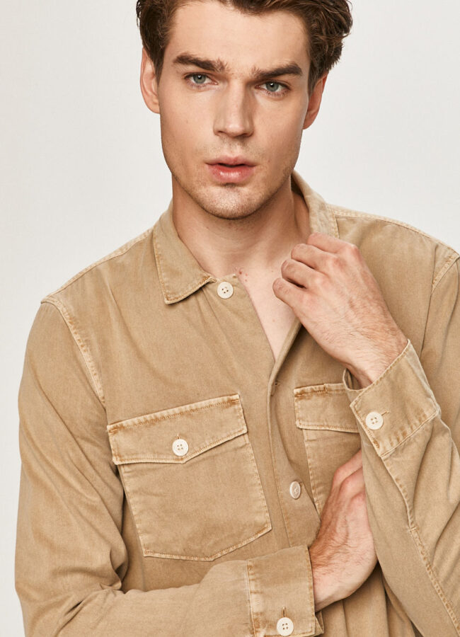 AllSaints - Koszula bawełniana brązowy MS050P