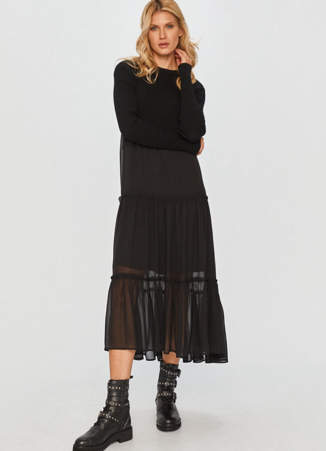 AllSaints - Sukienka na ramiączkach ze swetrem czarny WD157T