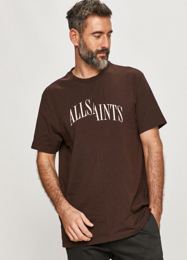 AllSaints - T-shirt brązowy MG055R