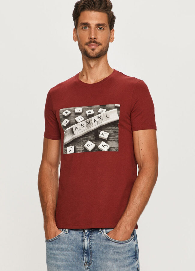 Armani Exchange - T-shirt kasztanowy 3HZTBC.ZJ2HZ