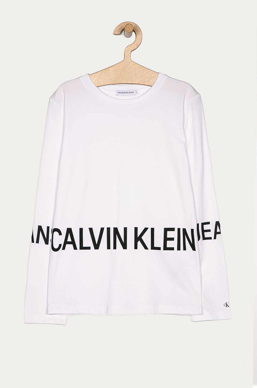 Calvin Klein Jeans - Longsleeve dziecięcy 128-176 cm biały IB0IB00604