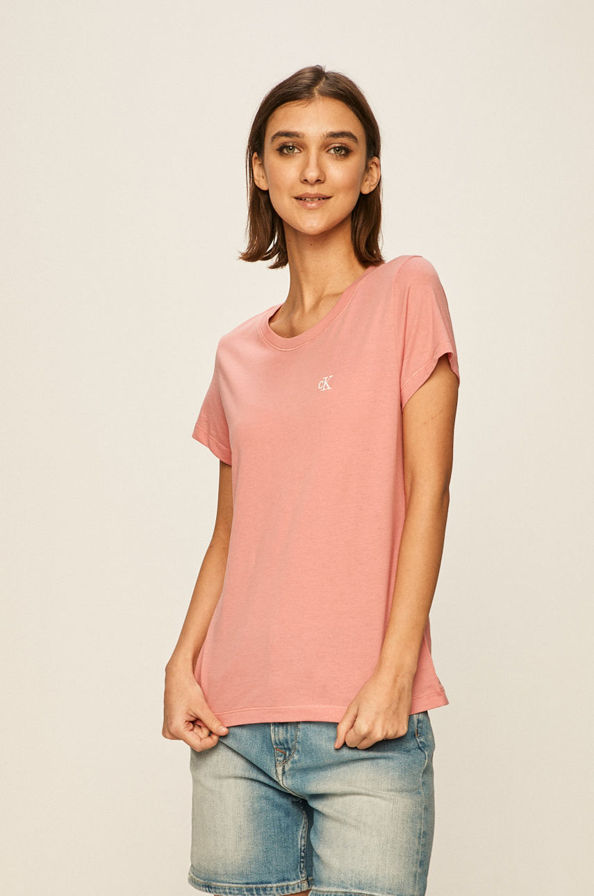 Calvin Klein Jeans - T-shirt brudny róż J20J212883