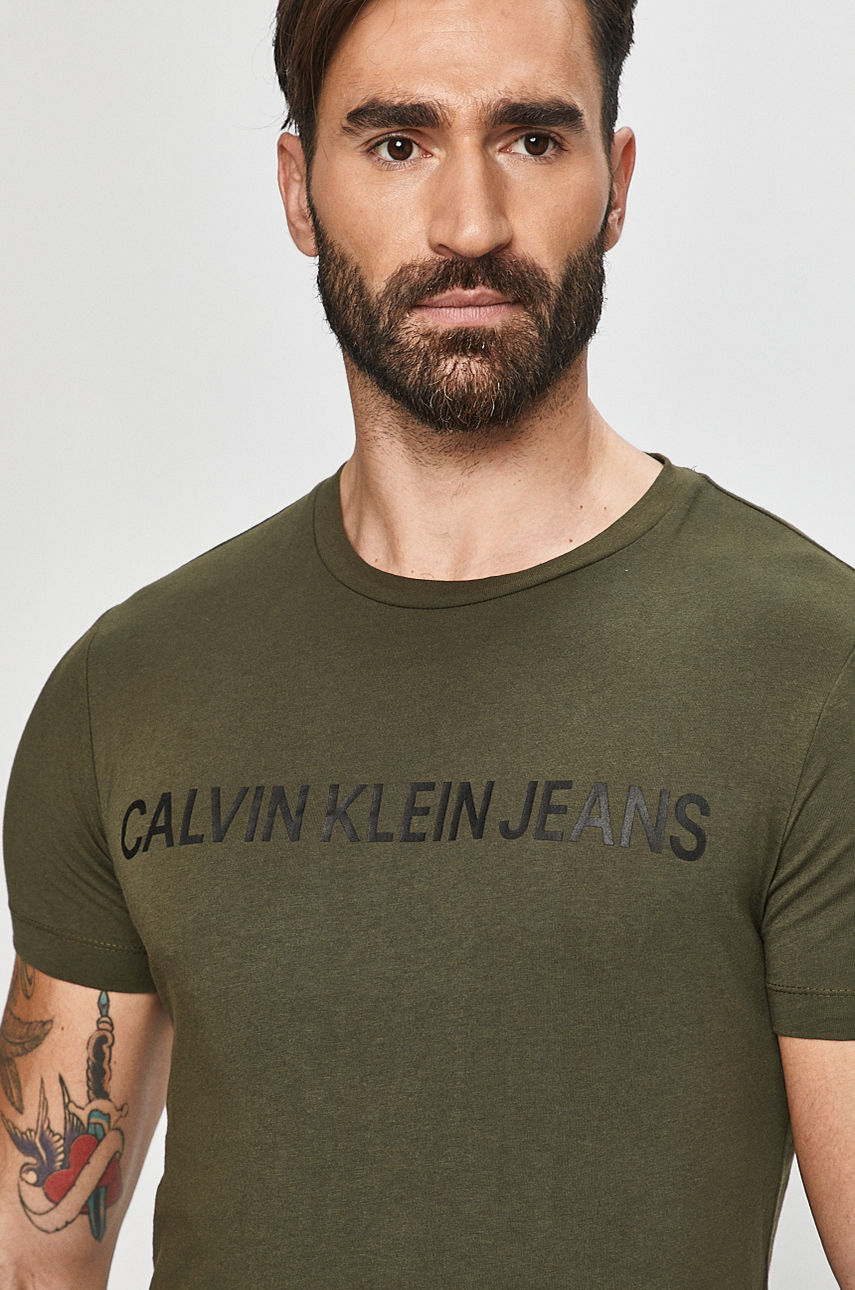 Calvin Klein Jeans - T-shirt oliwkowy J30J307856