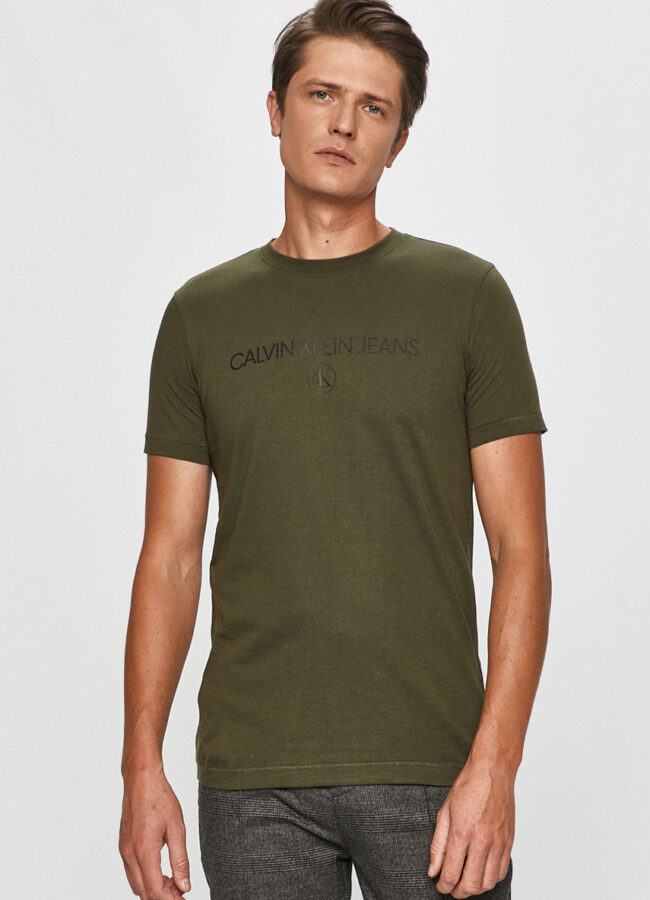 Calvin Klein Jeans - T-shirt oliwkowy J30J316477