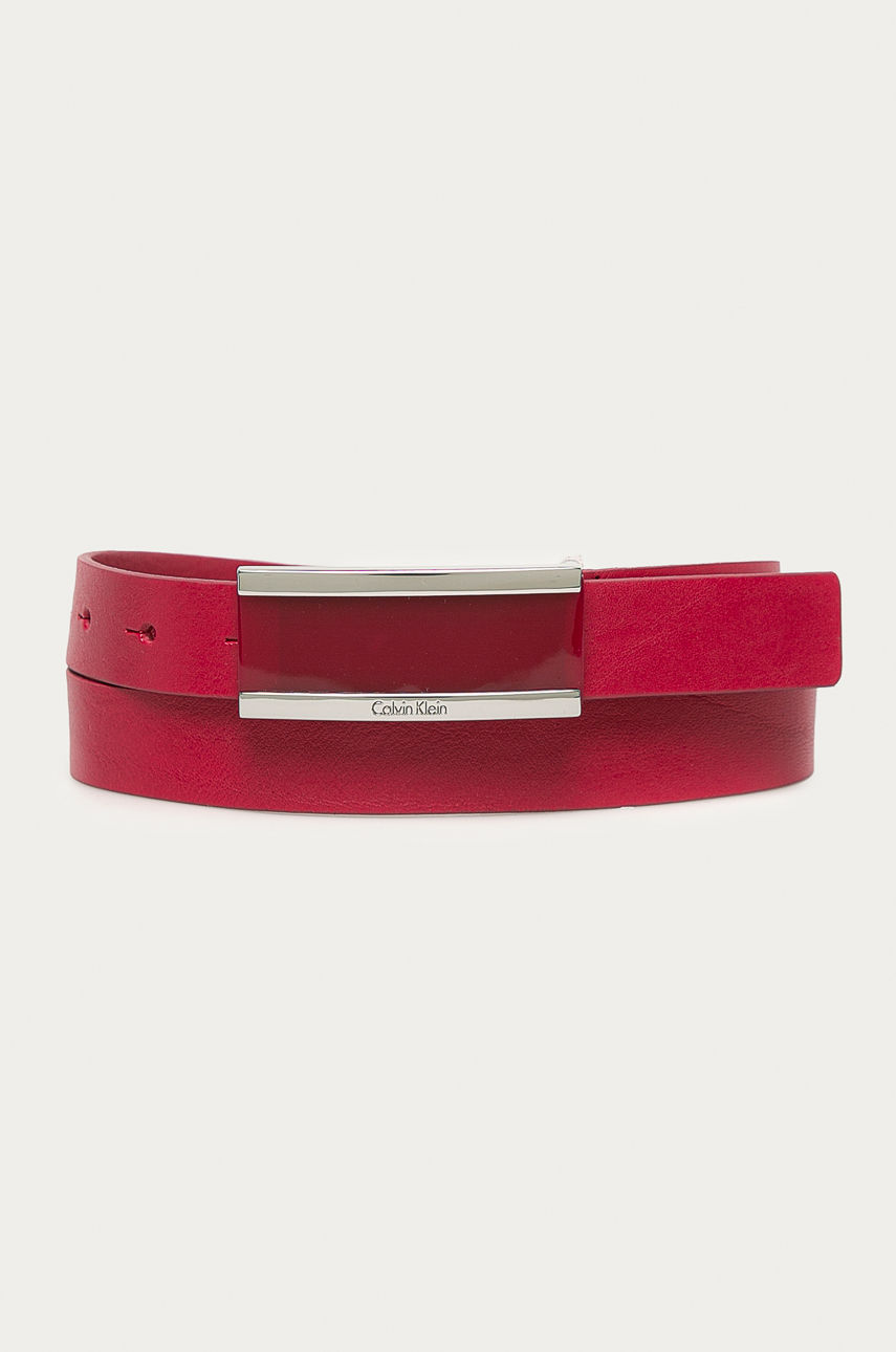 Calvin Klein - Pasek skórzany czerwony K60K602498