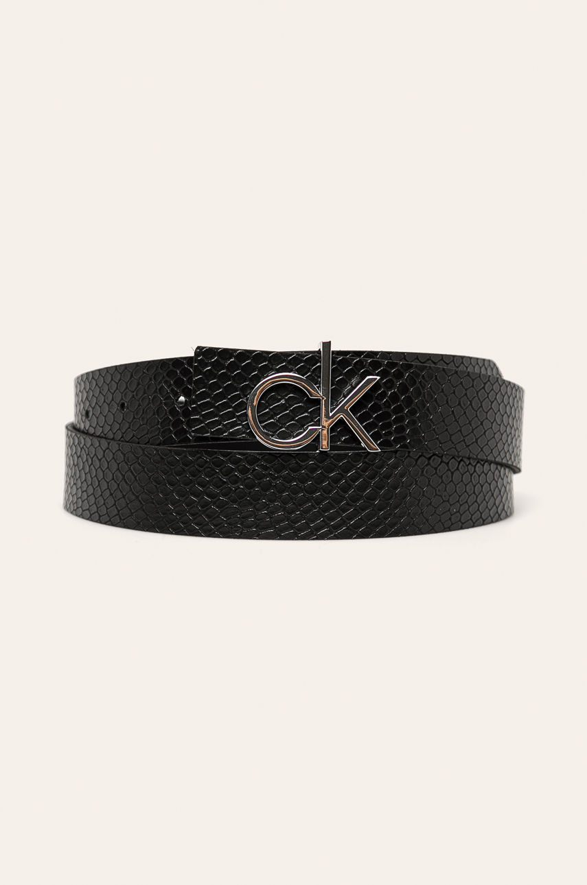 Calvin Klein - Pasek skórzany dwustronny czarny K60K606079