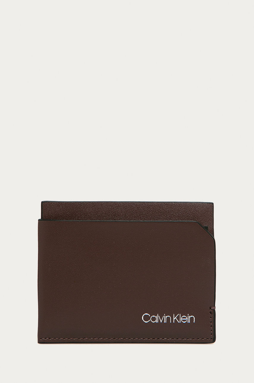 Calvin Klein - Portfel skórzany brązowy K50K505434