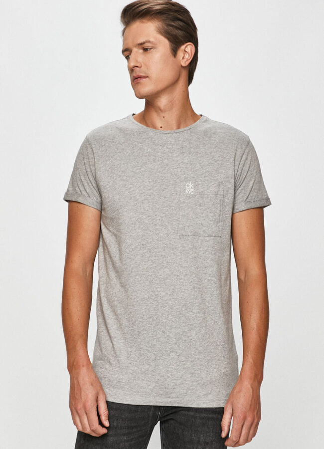 Calvin Klein - T-shirt jasny szary KM0KM00473