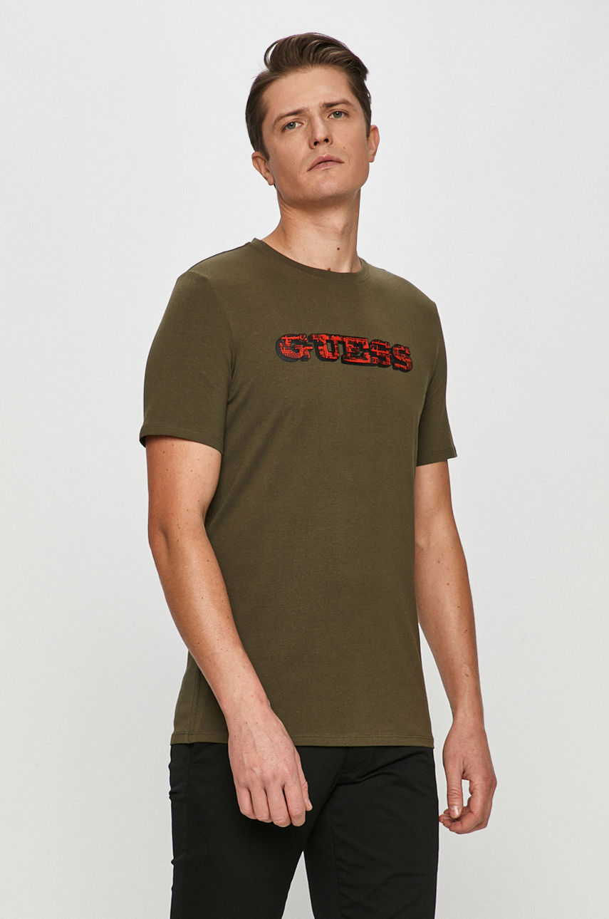 Guess - T-shirt oliwkowy M1RI82.J1311