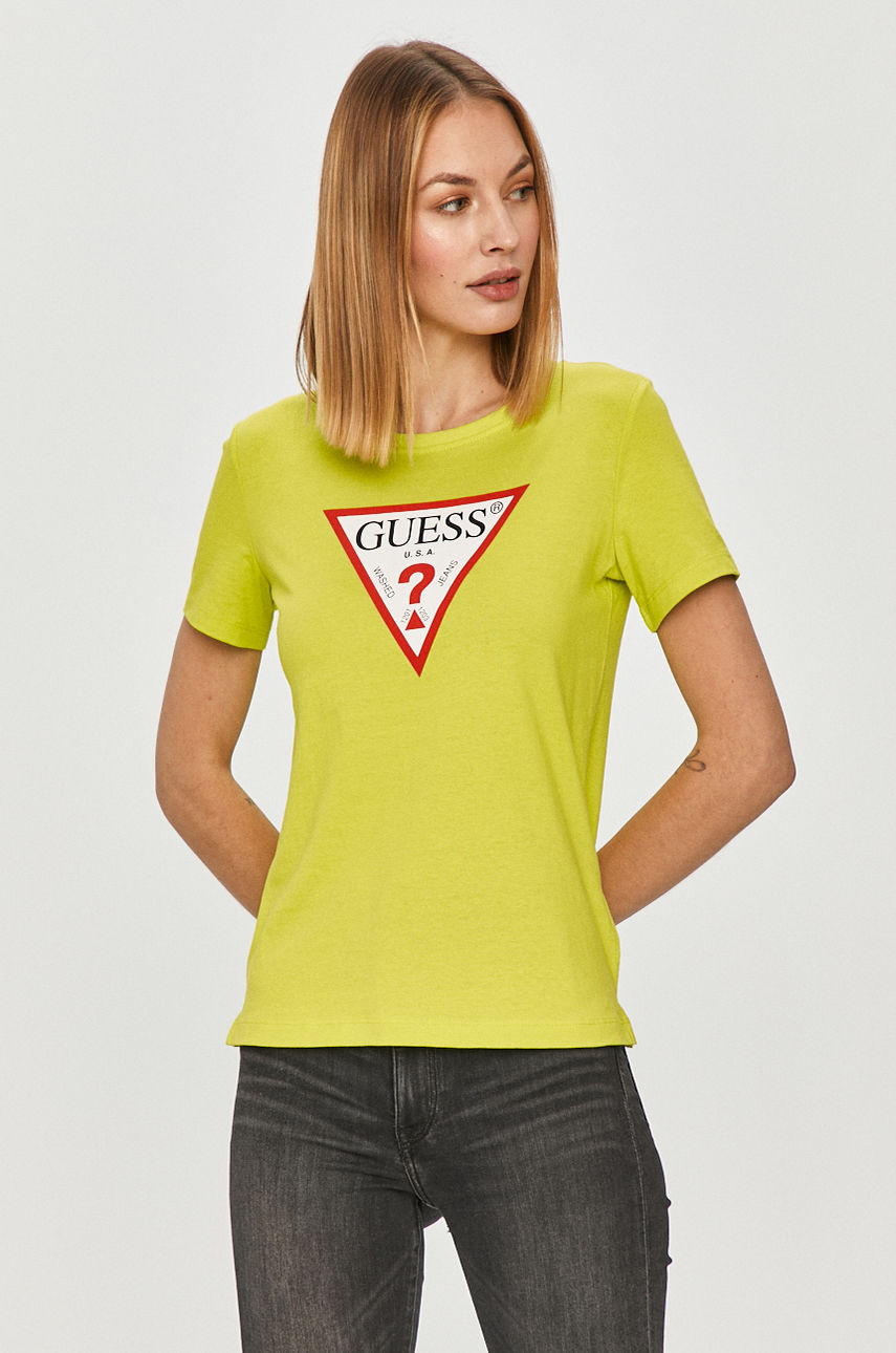 Guess - T-shirt żółto - zielony W1RI00.I3Z11