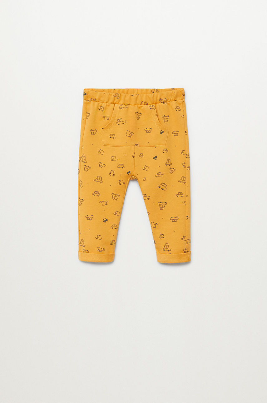 Mango Kids - Spodnie dziecięce DOGS żółty 77019031