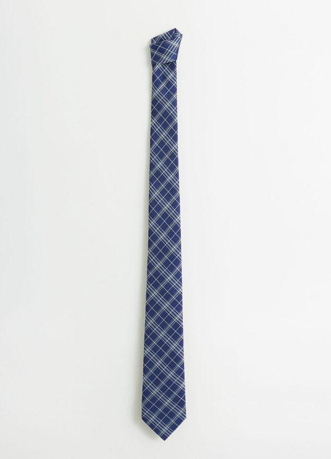 Mango Man - Krawat Check niebieski 67000564