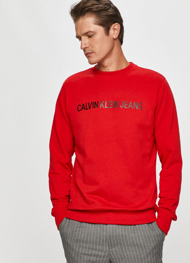 Calvin Klein Jeans - Bluza bawełniana czerwony J30J307758