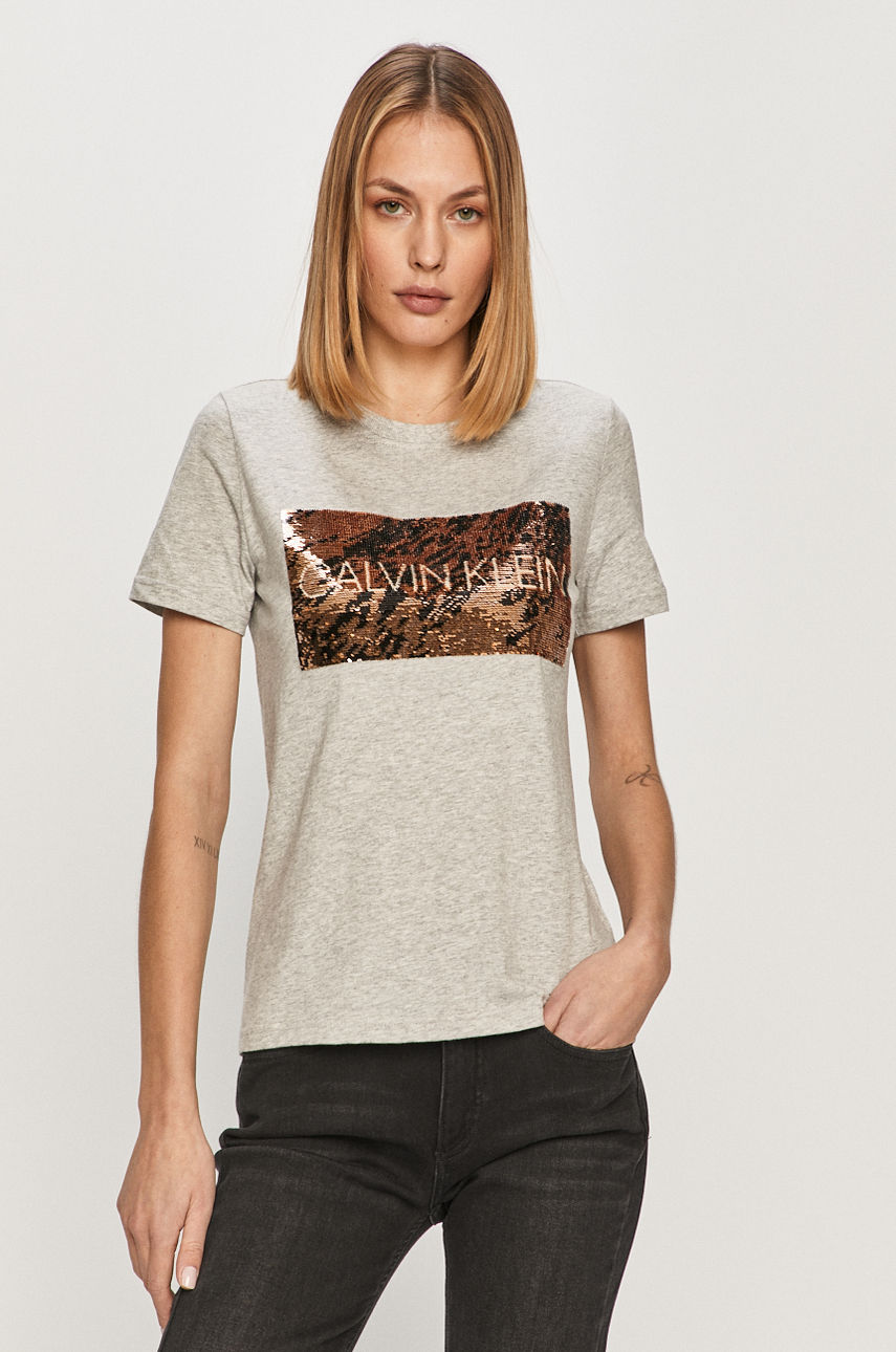 Calvin Klein - T-shirt jasny szary K20K202453