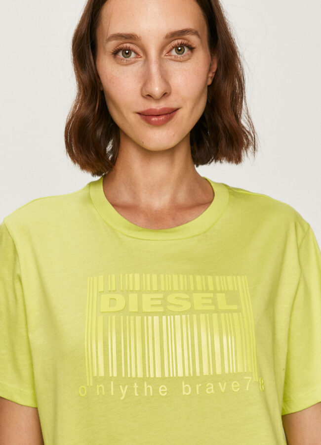 Diesel - T-shirt żółto - zielony A00252.0HERA