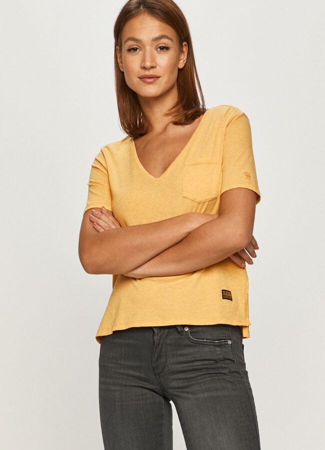 G-Star Raw - T-shirt żółty D17258.4107.8074