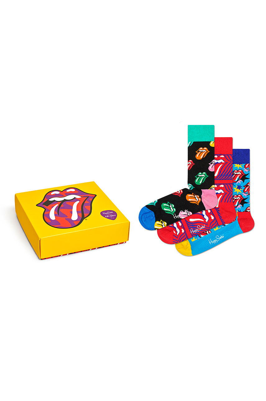 Happy Socks - Skarpetki Giftbox x Rolling Stones (3-pack) żółty XRLS08.0100
