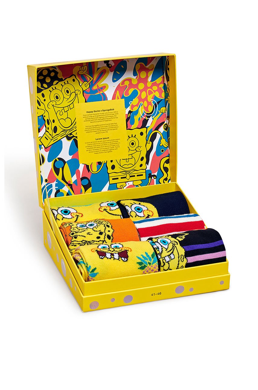 Happy Socks - Skarpetki Giftbox x SPONGEBOB (6-pack) żółty XBOB10.0100.M