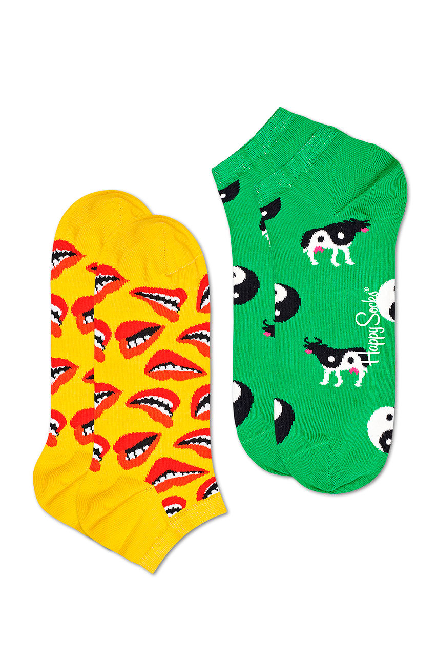 Happy Socks - Stopki Lip (2-pack) żółty LIP02.2200