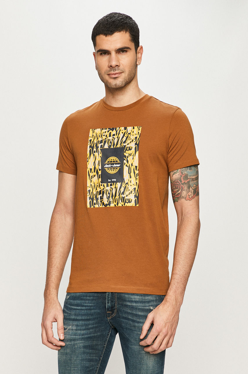 Jack & Jones - T-shirt brązowy 12192586