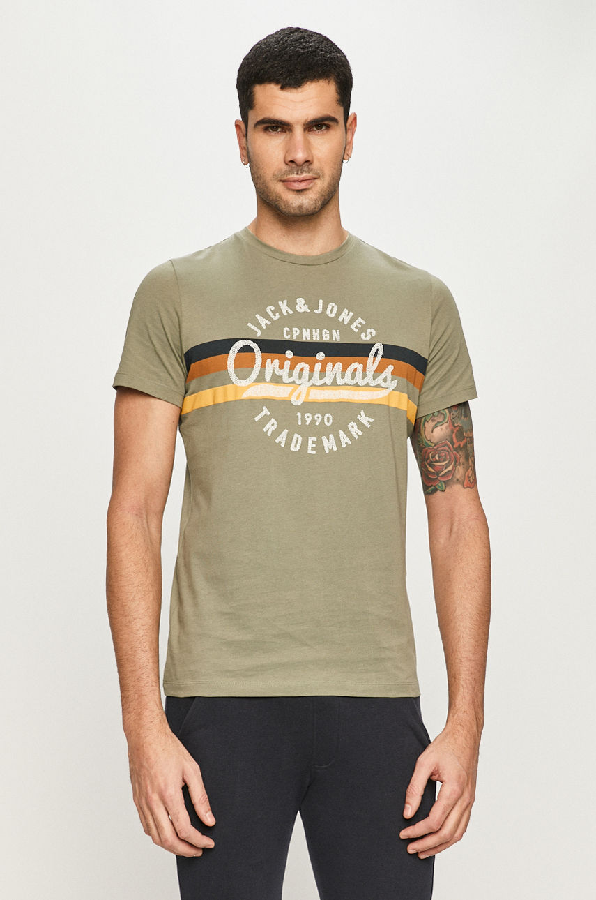 Jack & Jones - T-shirt oliwkowy 12189395