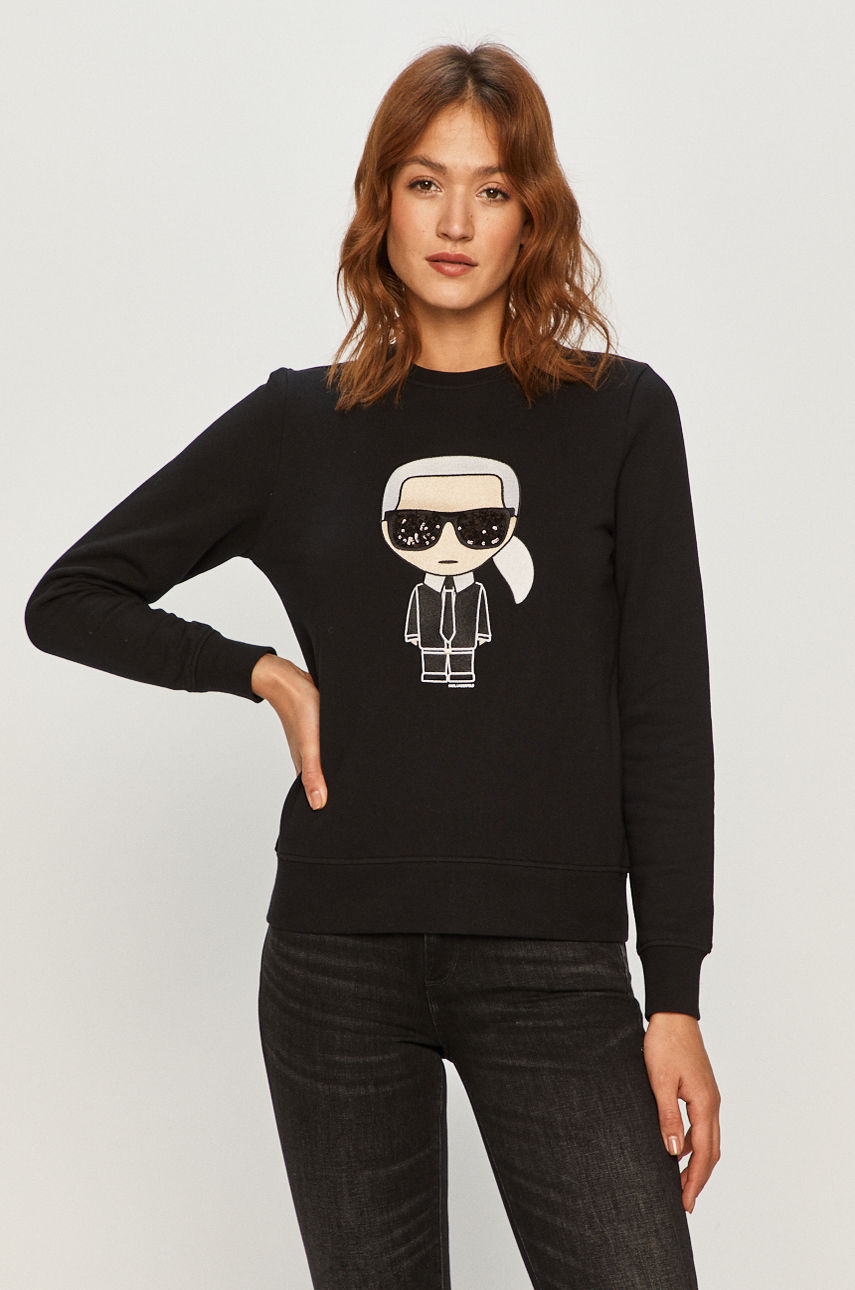Karl Lagerfeld - Bluza bawełniana czarny 210W1820