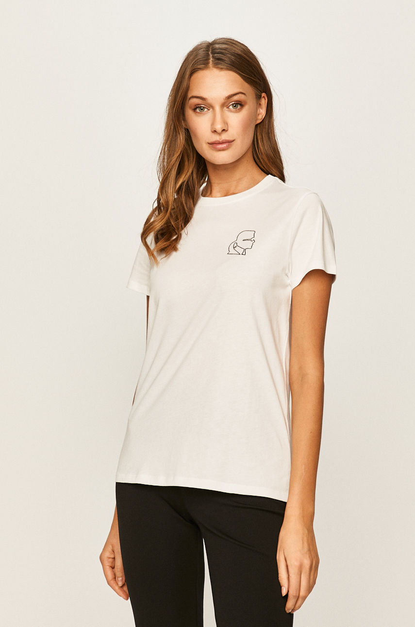 Karl Lagerfeld - T-shirt biały 201W1735
