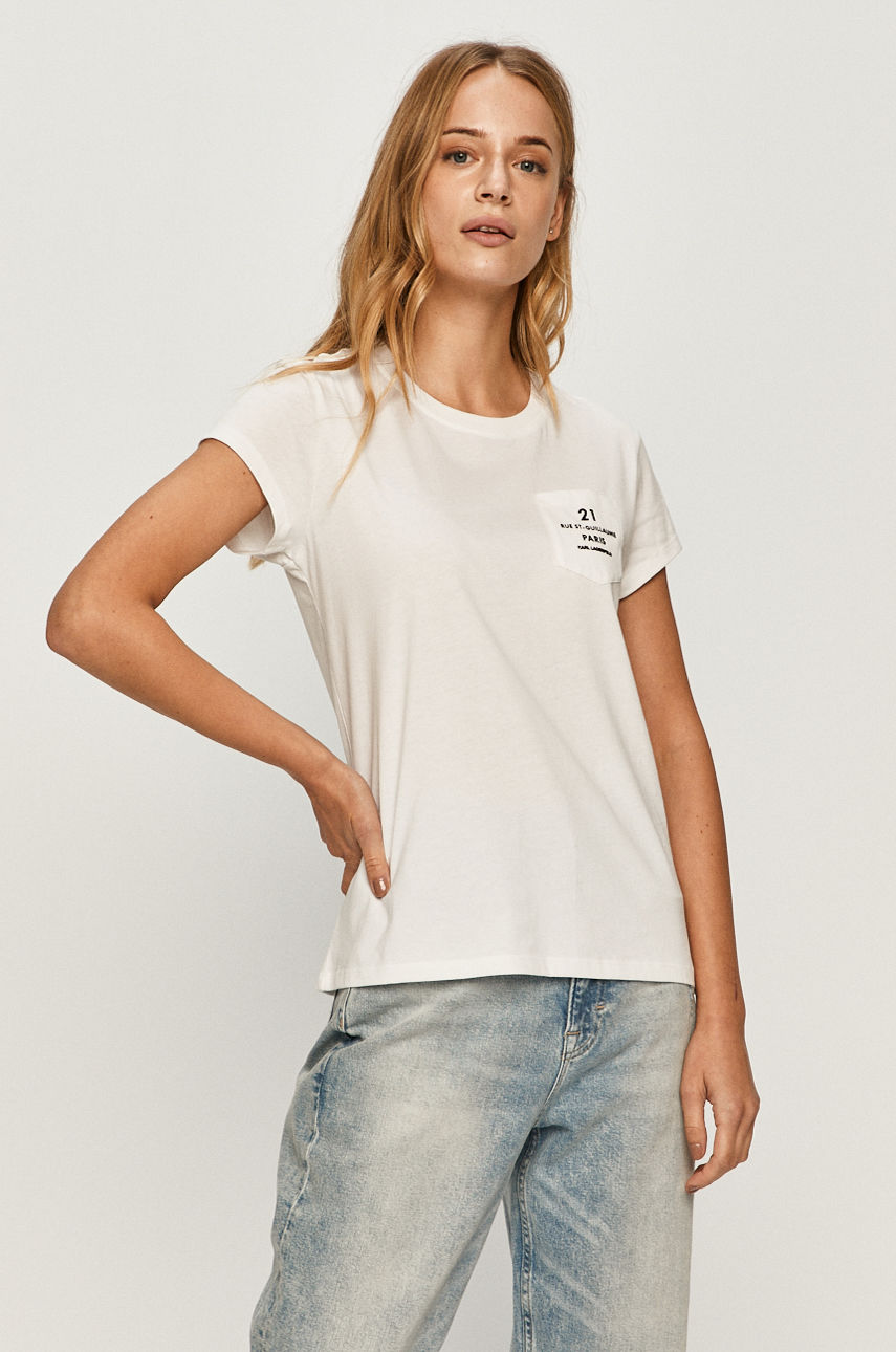 Karl Lagerfeld - T-shirt biały 205W1721