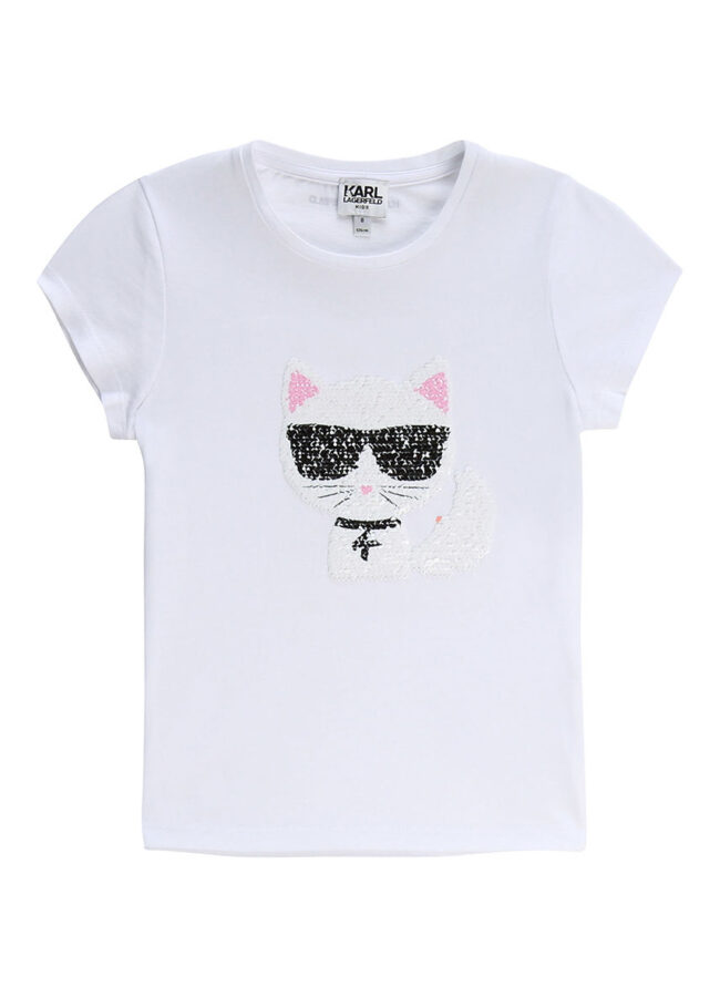 Karl Lagerfeld - T-shirt dziecięcy 156-162 cm biały Z15233.156.162