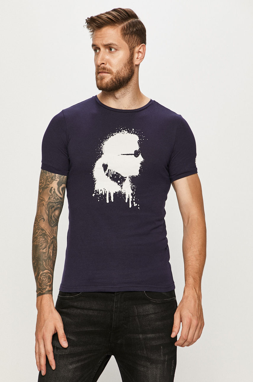 Karl Lagerfeld - T-shirt granatowy KL18TS01
