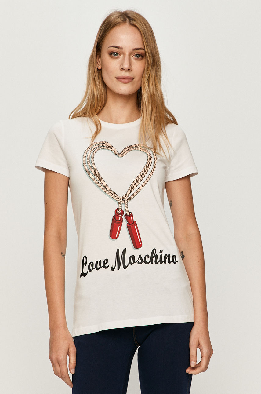 Love Moschino - T-shirt biały W.4.F73.69.M.3876