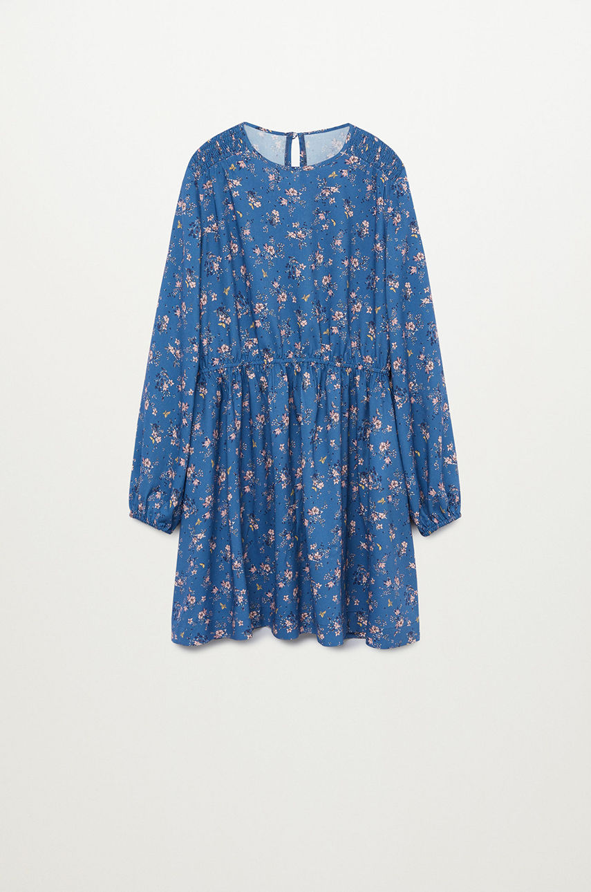 Mango Kids - Sukienka dziecięca Jardin 110-164 cm niebieski 77054757