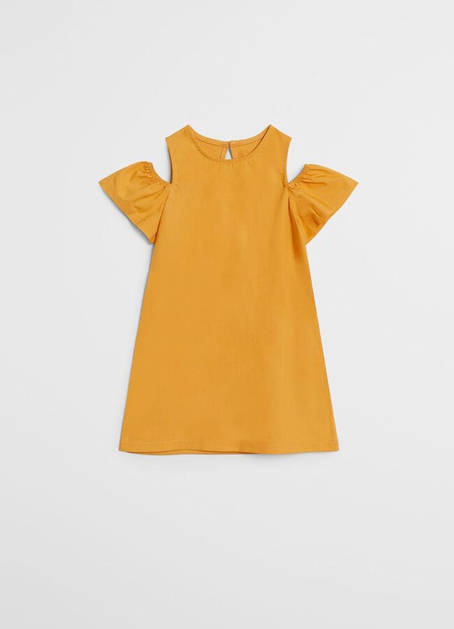 Mango Kids - Sukienka dziecięca Shoulder 80-104 cm żółty 77060546
