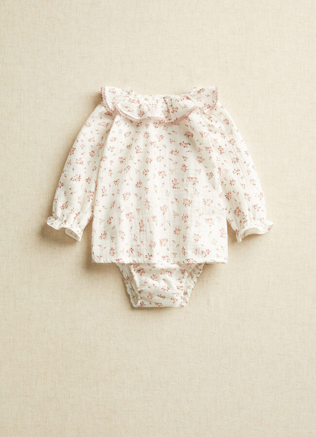 Mango Kids - Sukienka niemowlęca FLORA biały 77014433