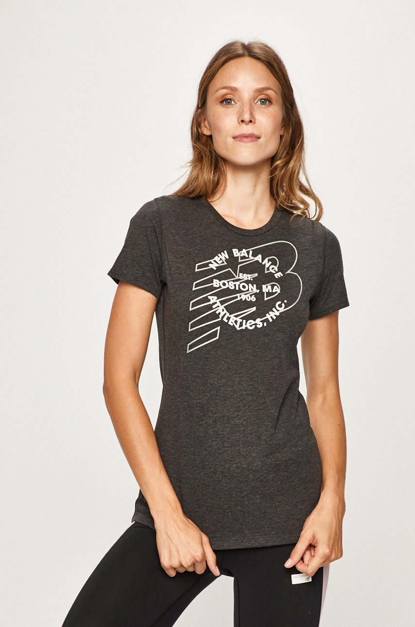 New Balance - T-shirt szary WT83144BHB
