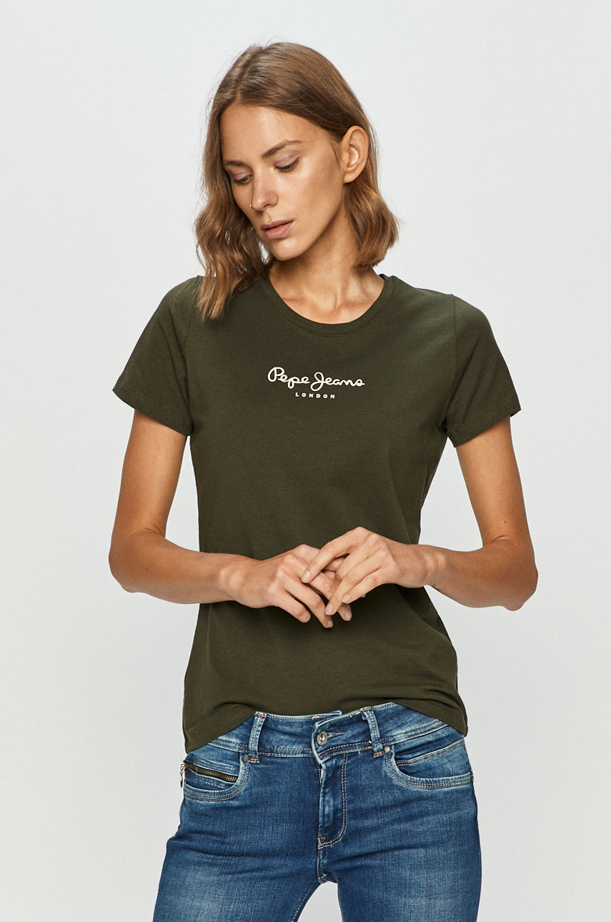 Pepe Jeans - T-shirt New Virginia brudny zielony PL502711.682