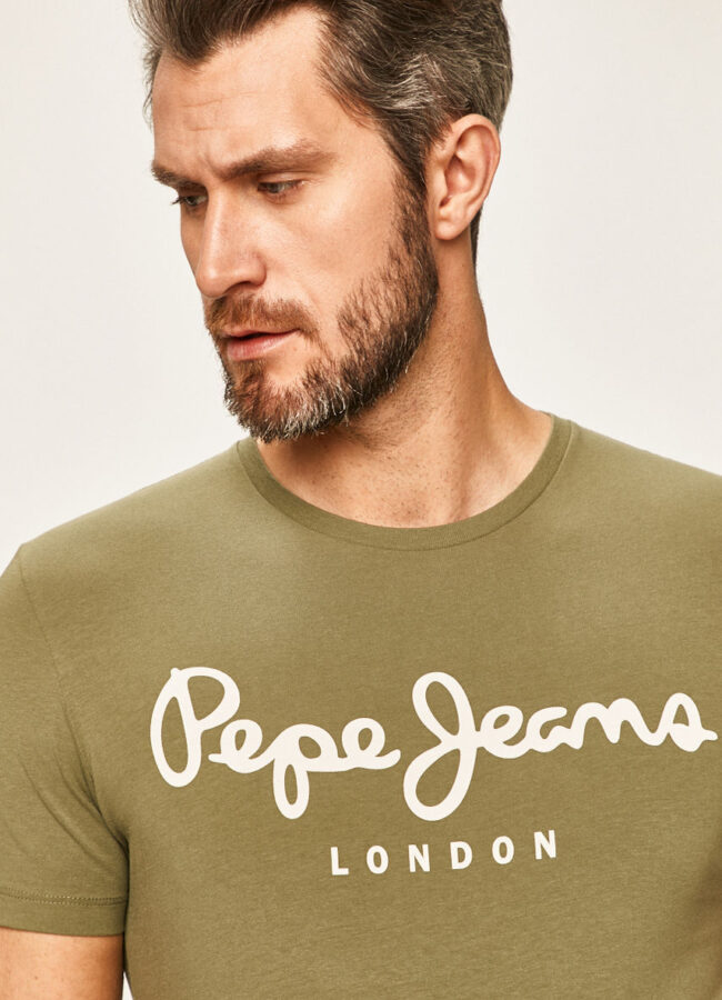 Pepe Jeans - T-shirt Original brązowa zieleń PM501594