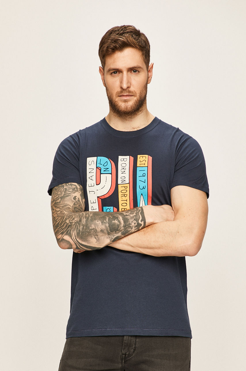 Pepe Jeans - T-shirt SAMPSON granatowy PM507179