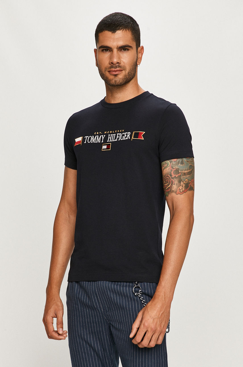 Tommy Hilfiger - T-shirt granatowy MW0MW15325