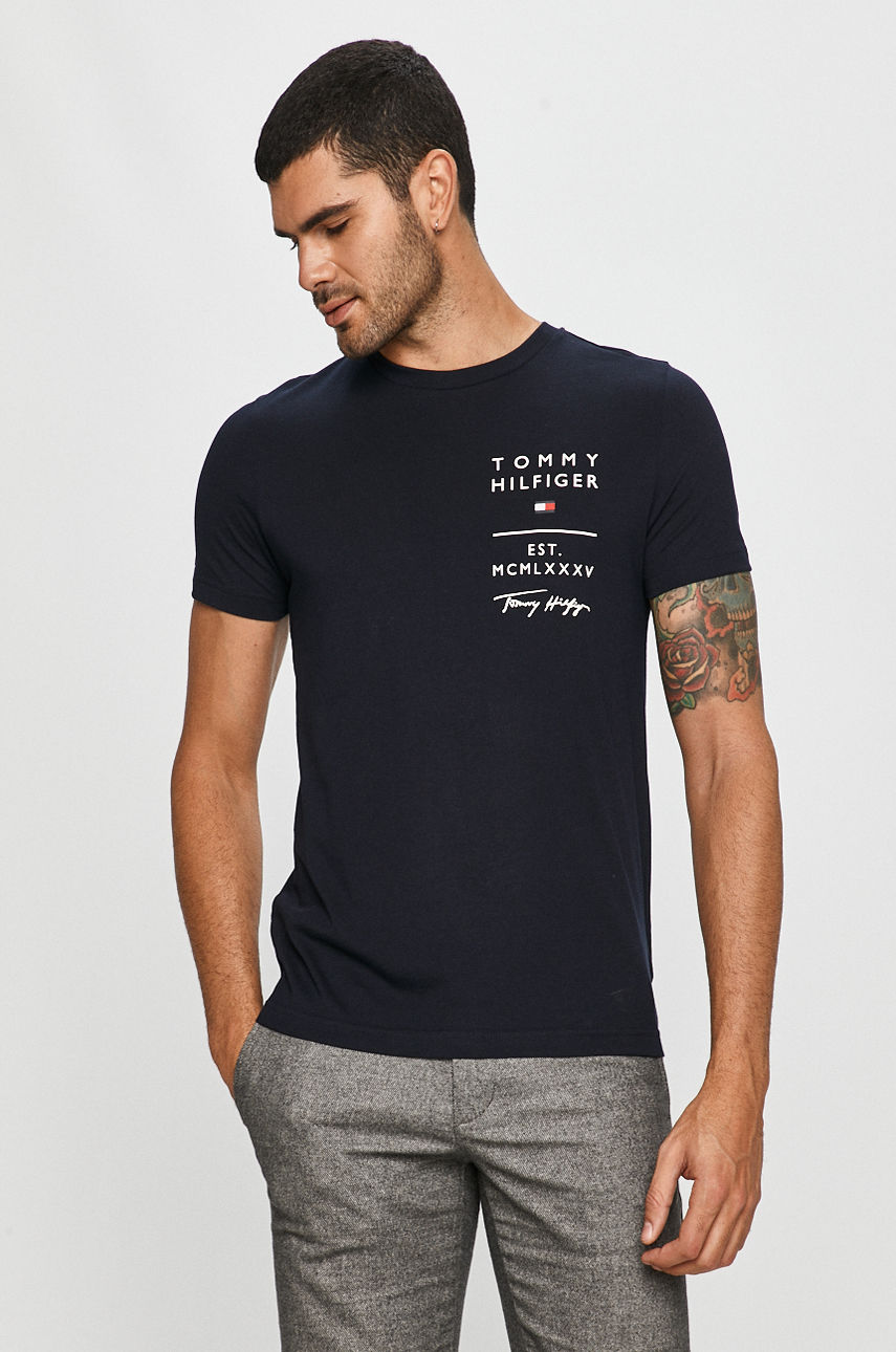 Tommy Hilfiger - T-shirt granatowy MW0MW15533