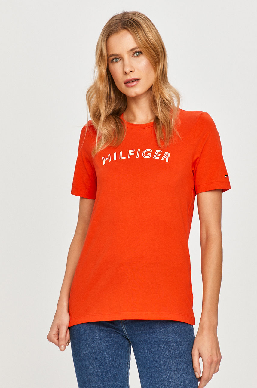 Tommy Hilfiger - T-shirt mandarynkowy WW0WW29368
