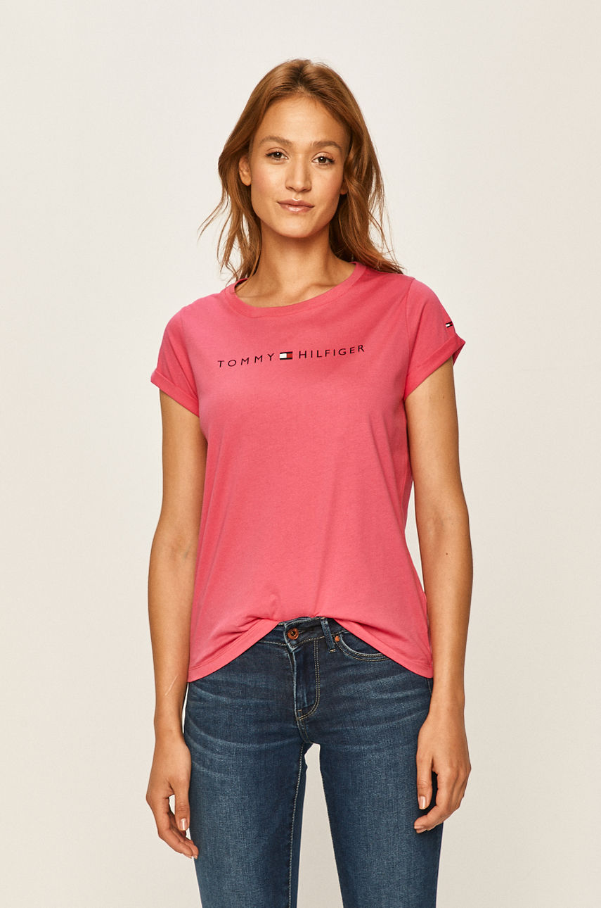 Tommy Hilfiger - T-shirt ostry różowy UW0UW01618