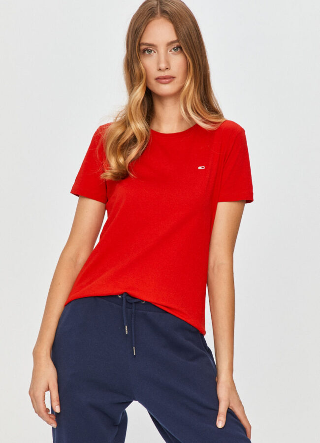 Tommy Jeans - T-shirt czerwony DW0DW06901