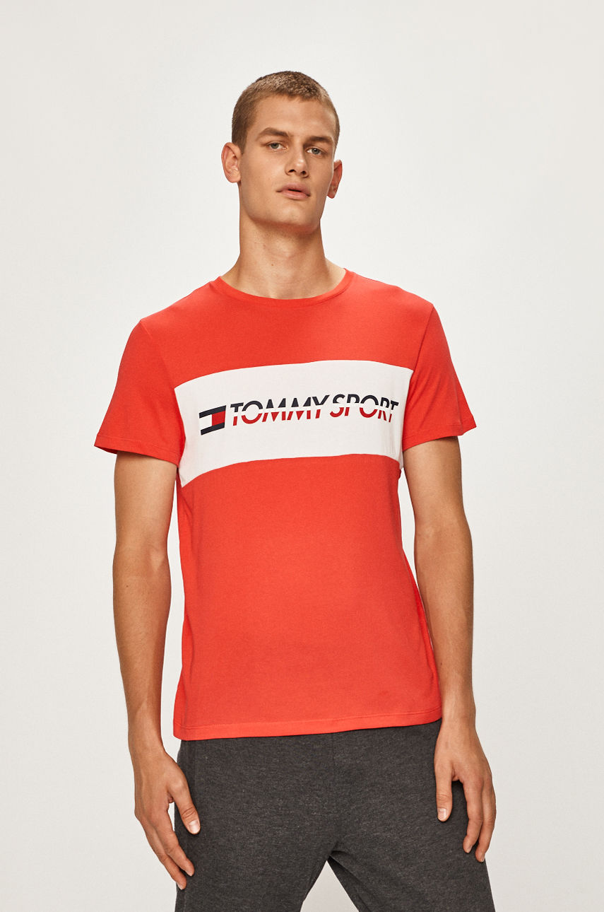 Tommy Sport - T-shirt brudny róż S20S200082