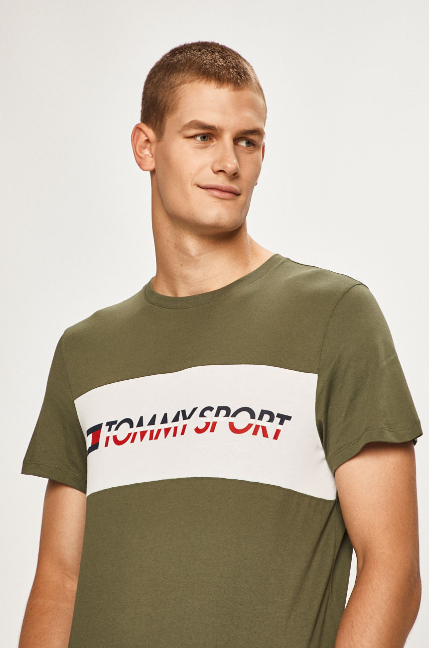 Tommy Sport - T-shirt jasny oliwkowy S20S200082