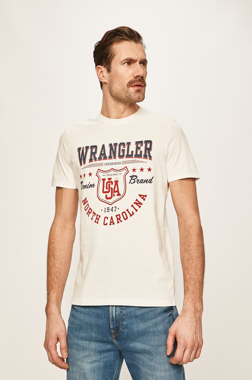 Wrangler - T-shirt biały W7M8D3737