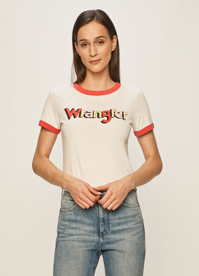 Wrangler - T-shirt biały W7N0EVXLD