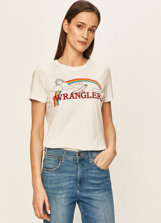 Wrangler - T-shirt biały W7N4EVXW2