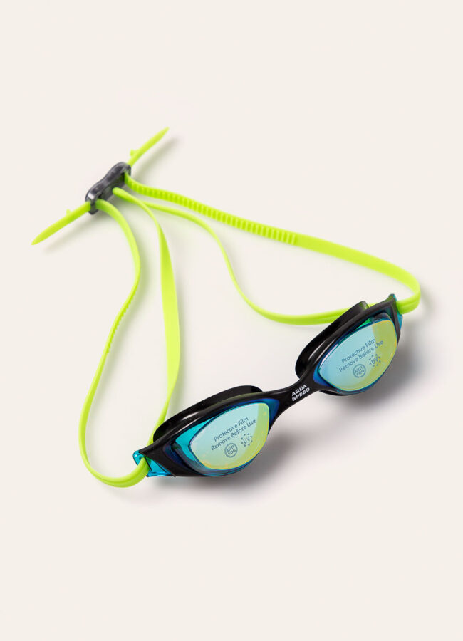Aqua Speed - Okulary pływackie żółto - zielony 195.XENO.MIRROR.D