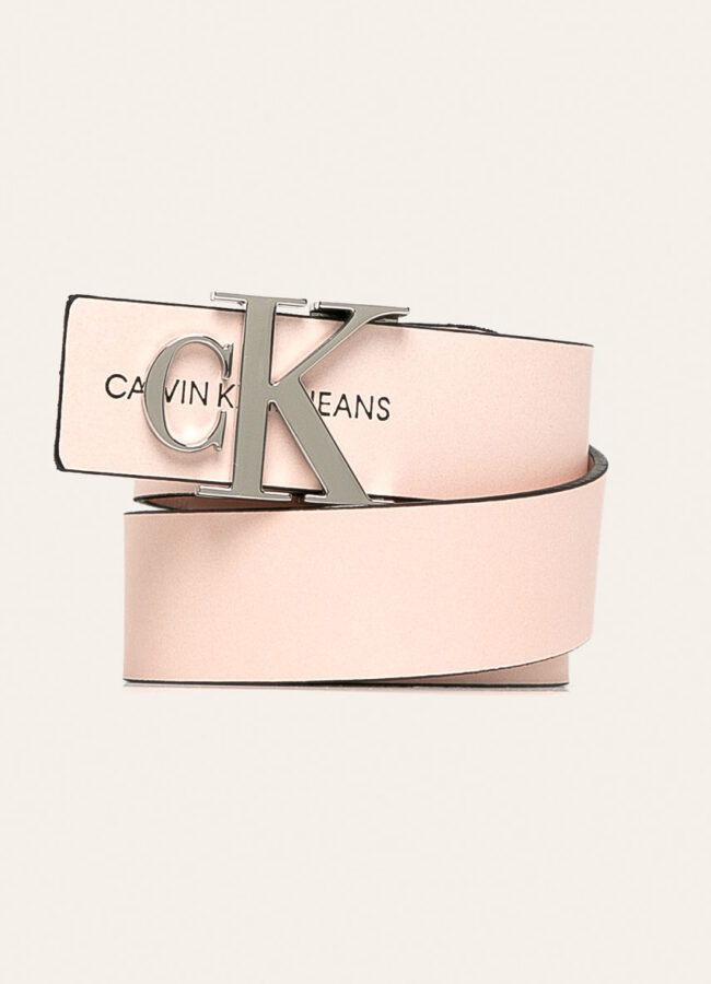Calvin Klein Jeans - Pasek skórzany pastelowy różowy K60K606880